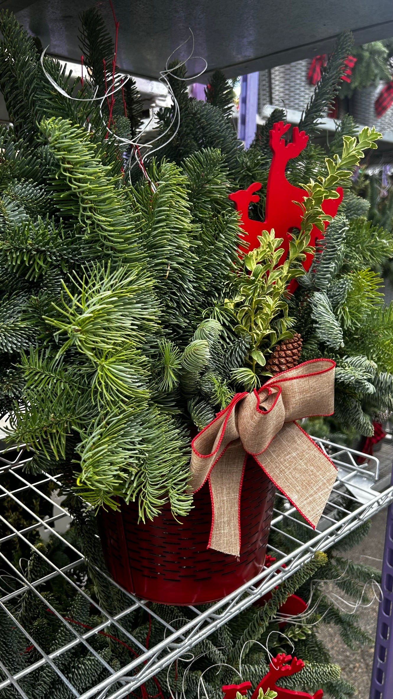 Planter, 12" Farm House Tin, Red Planter (Each)