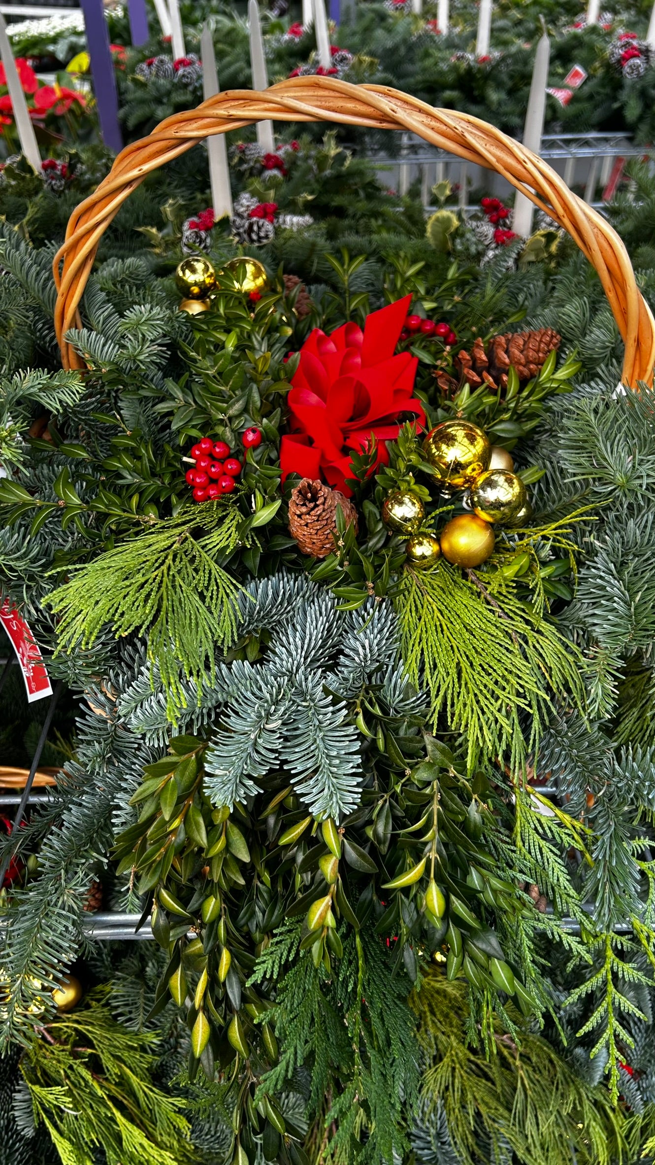 RedCrocus 18" Hearth Basket Planter — Fireplace & Entryway Holiday Decor; Basket-Style for Faux Greenery, Seasonal Stems, Ornaments & Pinecones; Rustic Farmhouse Accent Basket (Each)