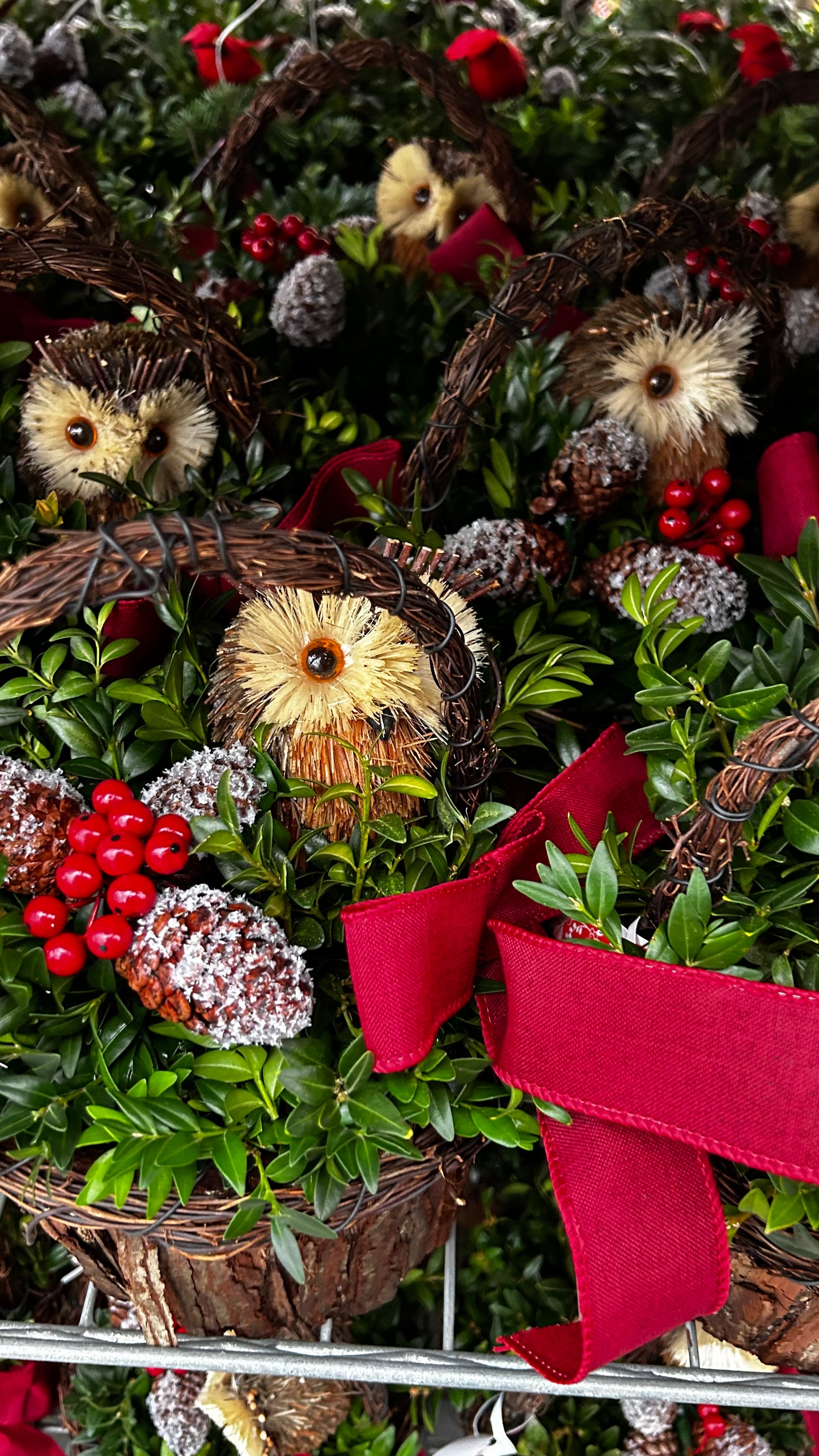 Planter, 7" Woodland Owl, Dark Fir Basket with Handle Basket (Each)