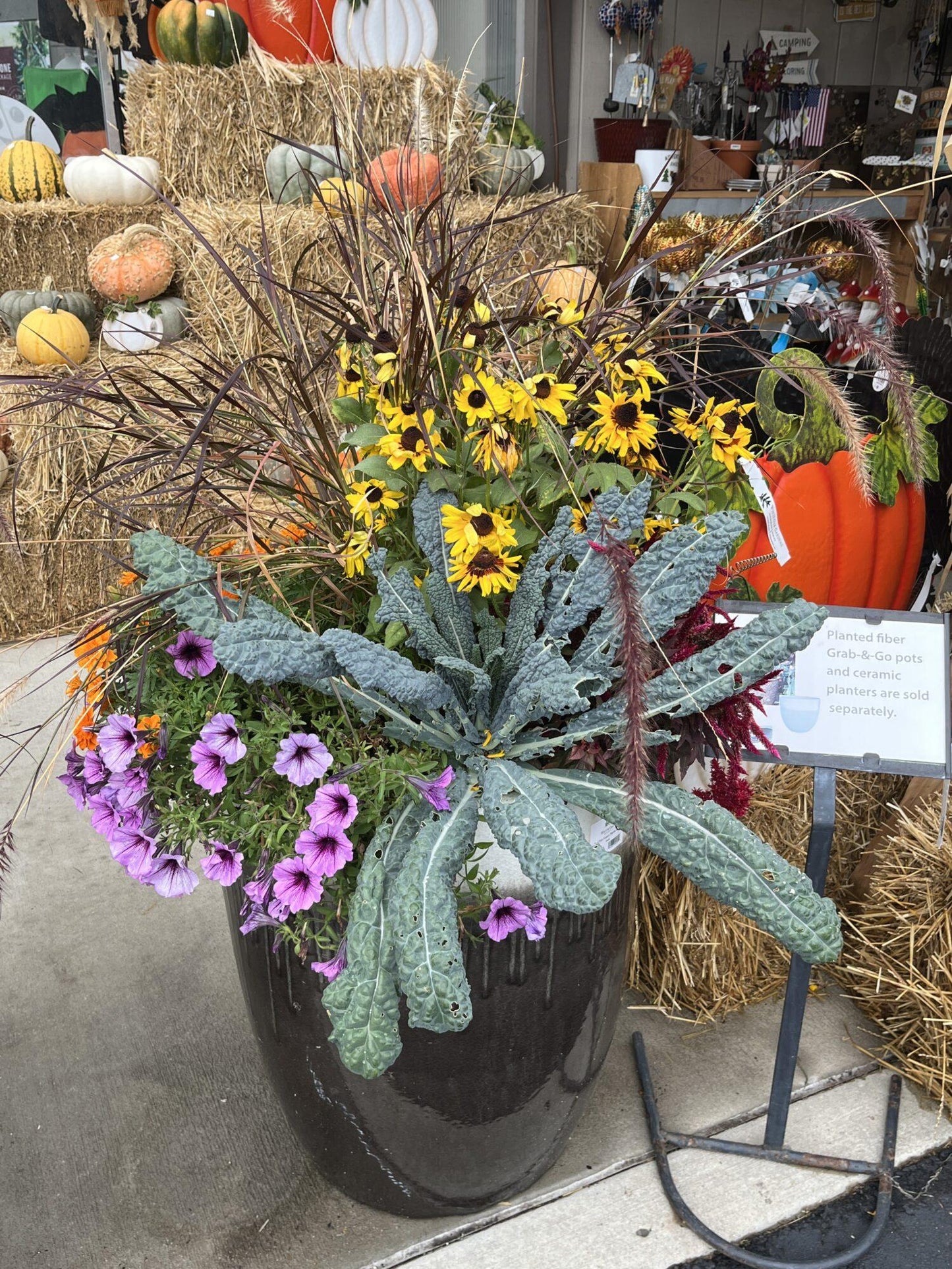 Fall Combo Fiber Planter - View 2 from www redcrocus com