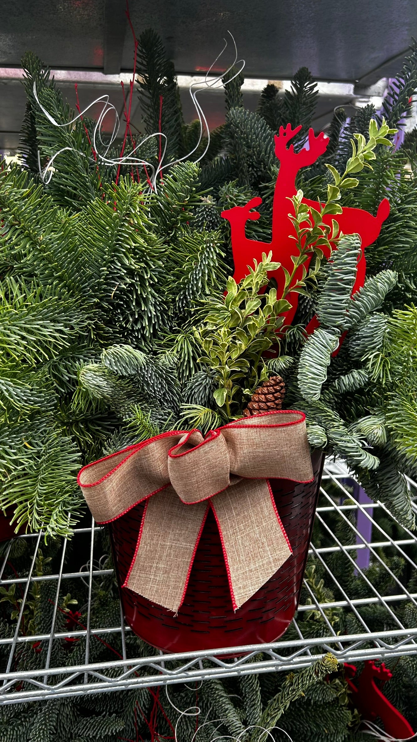 Planter, 12" Farm House Tin, Red Planter (Each)