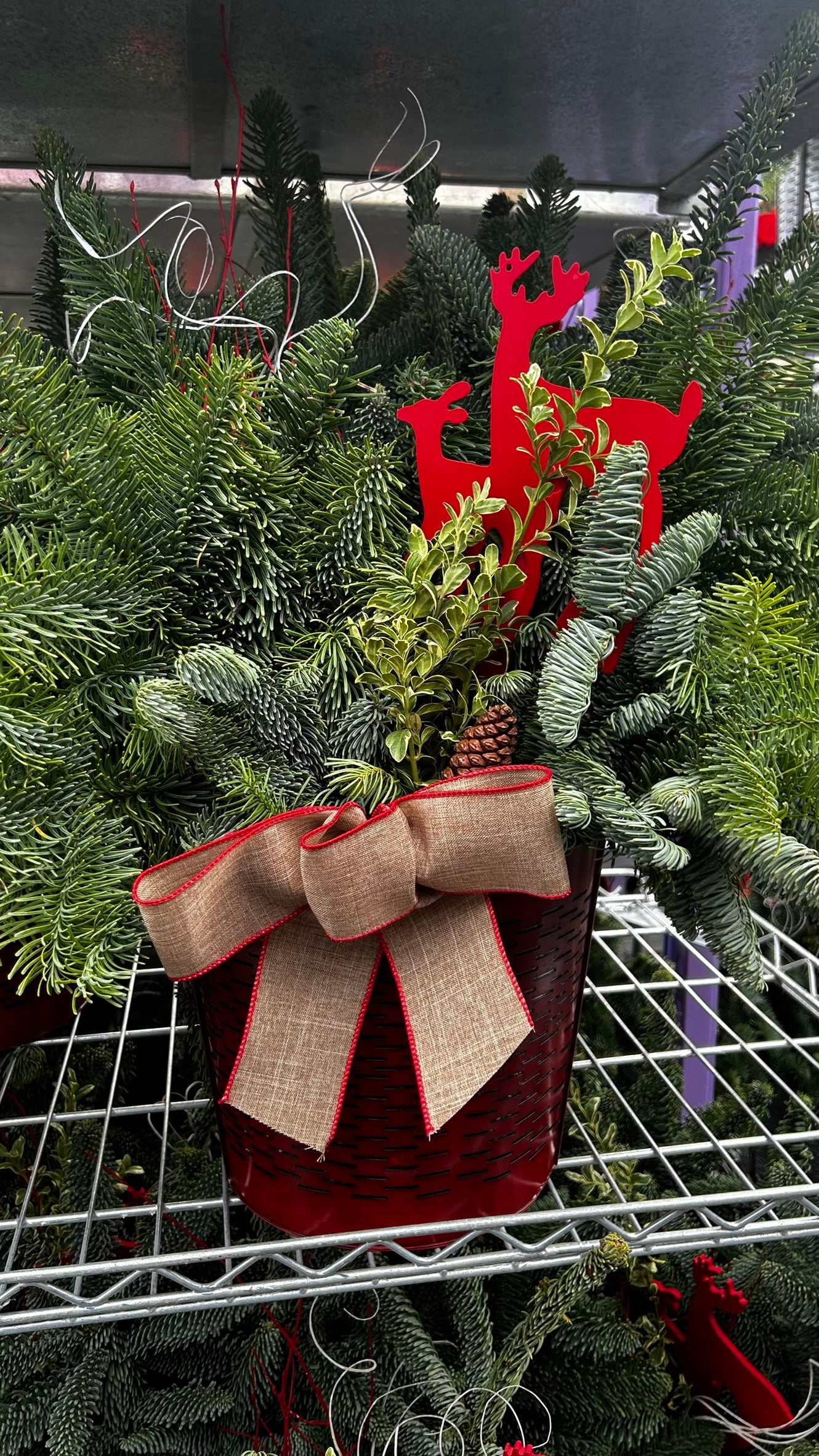 Planter, 12" Farm House Tin, Red Planter (Each)