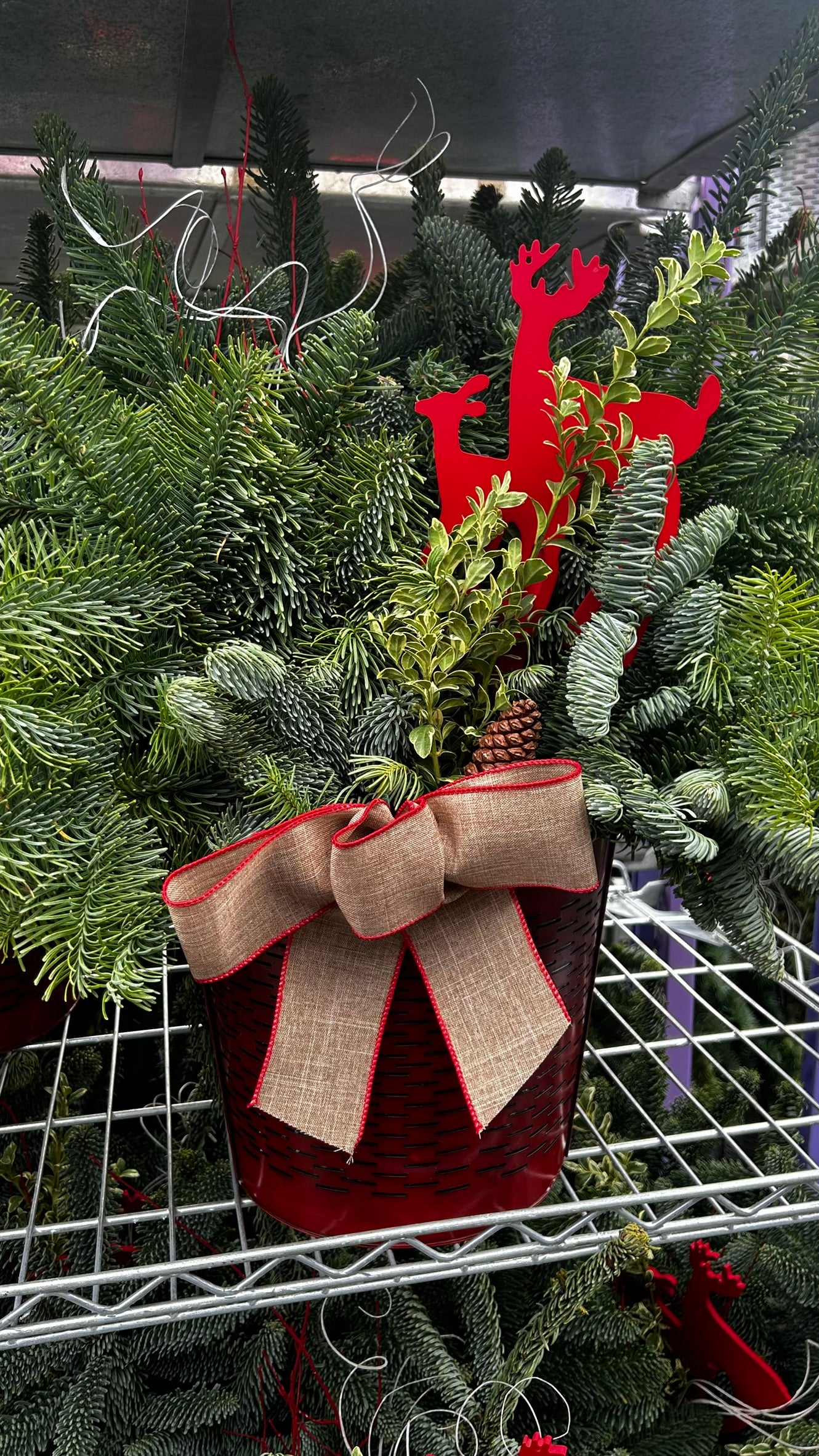 Planter, 12" Farm House Tin, Red Planter (Each)