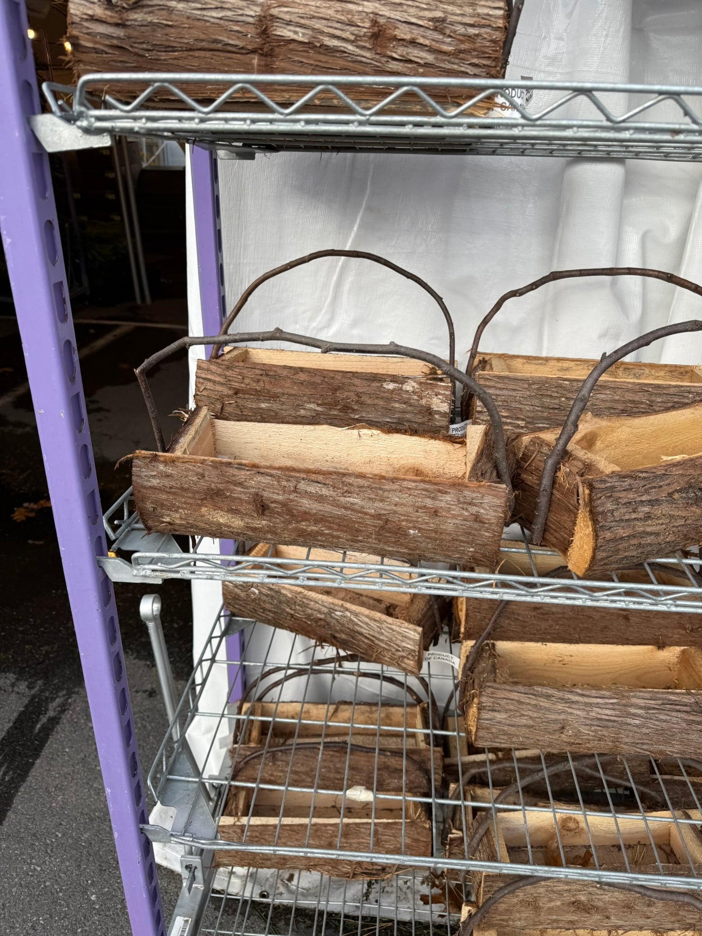 Cedar Log, Large, Empty (4"x12") with Handle Basket (Each)