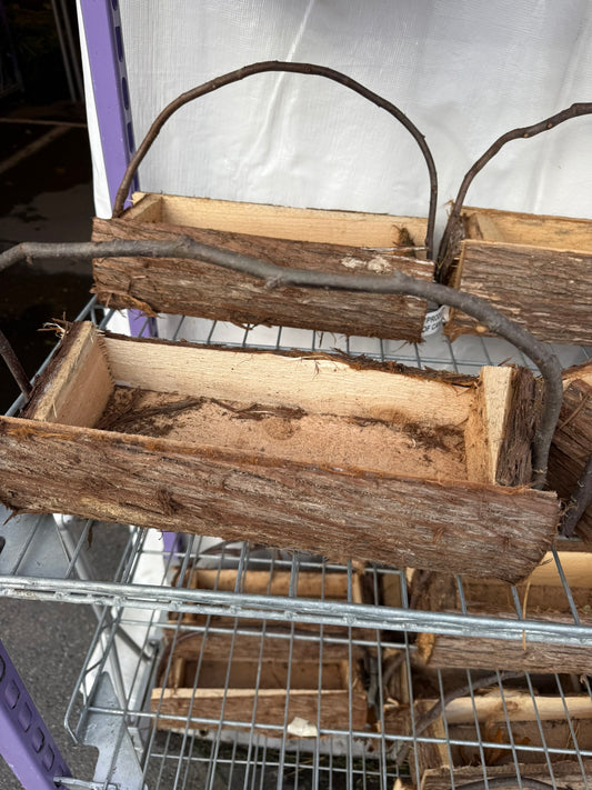 Cedar Log, Large, Empty (4"x12") with Handle Basket (Each)
