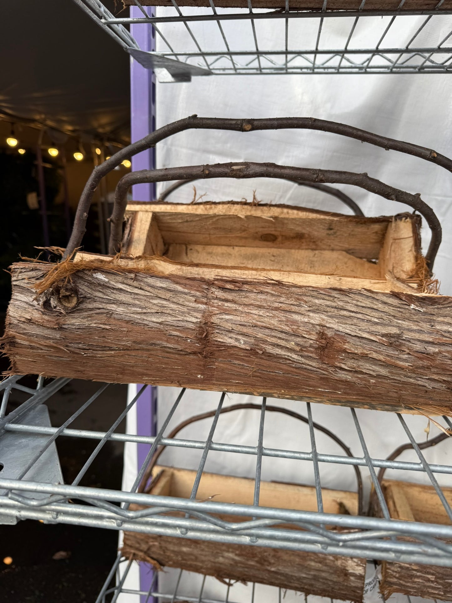 Cedar Log, Large, Empty (4"x12") with Handle Basket (Each)