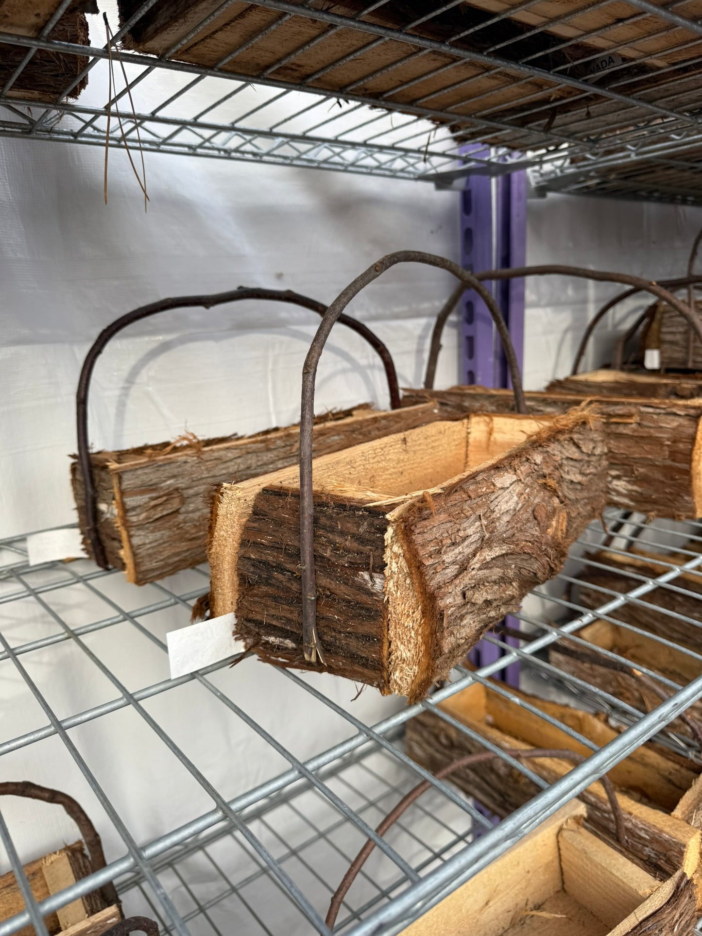 Cedar Log, Large, Empty (4"x12") with Handle Basket (Each)