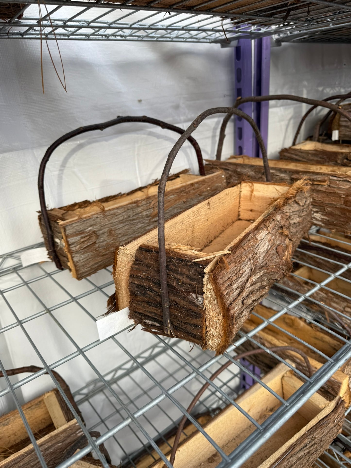 Cedar Log, Large, Empty (4"x12") with Handle Basket (Each)