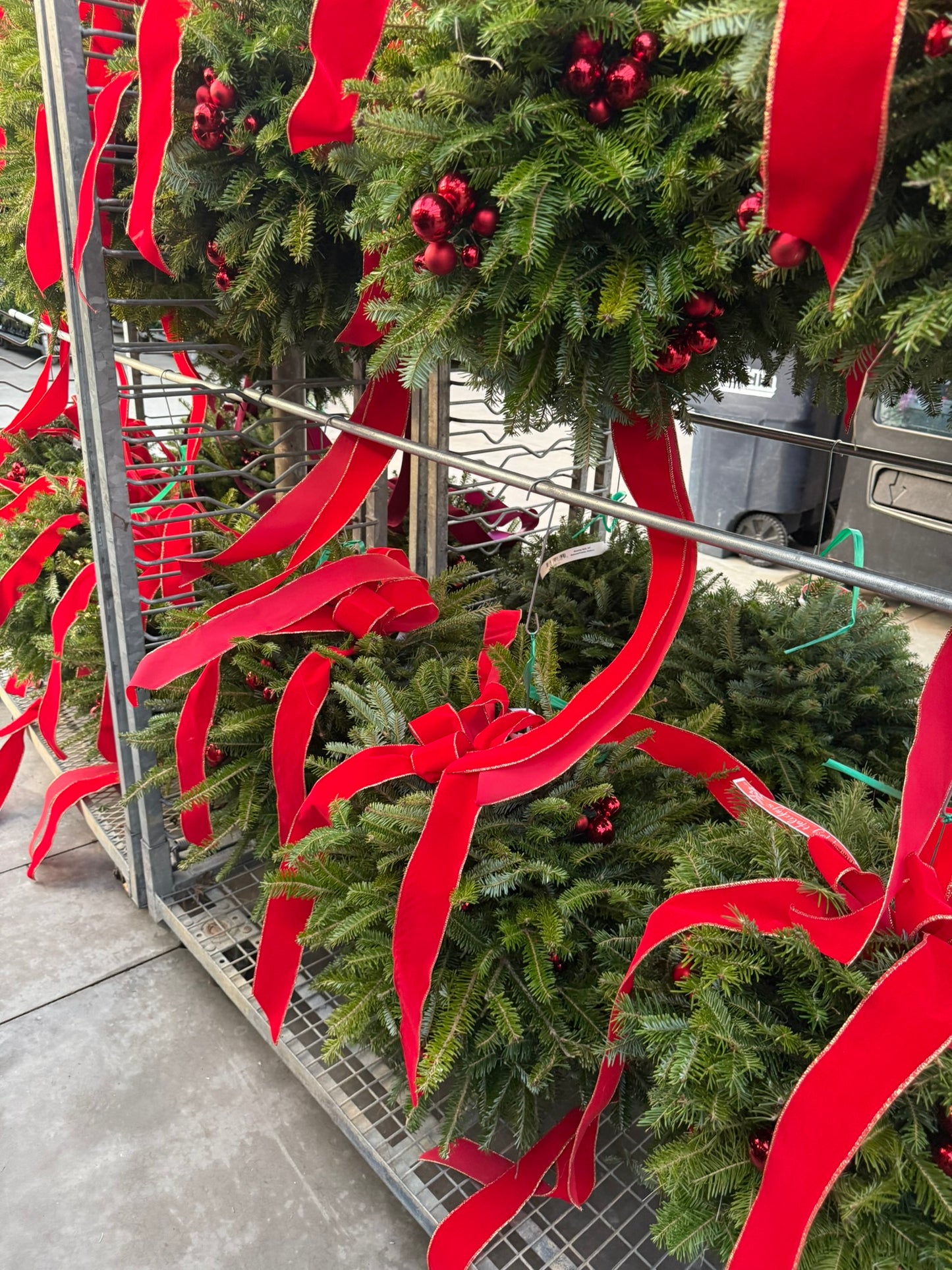 Kissing Ball, 29" Balsam/Fraser Fir, Red Pack of 1