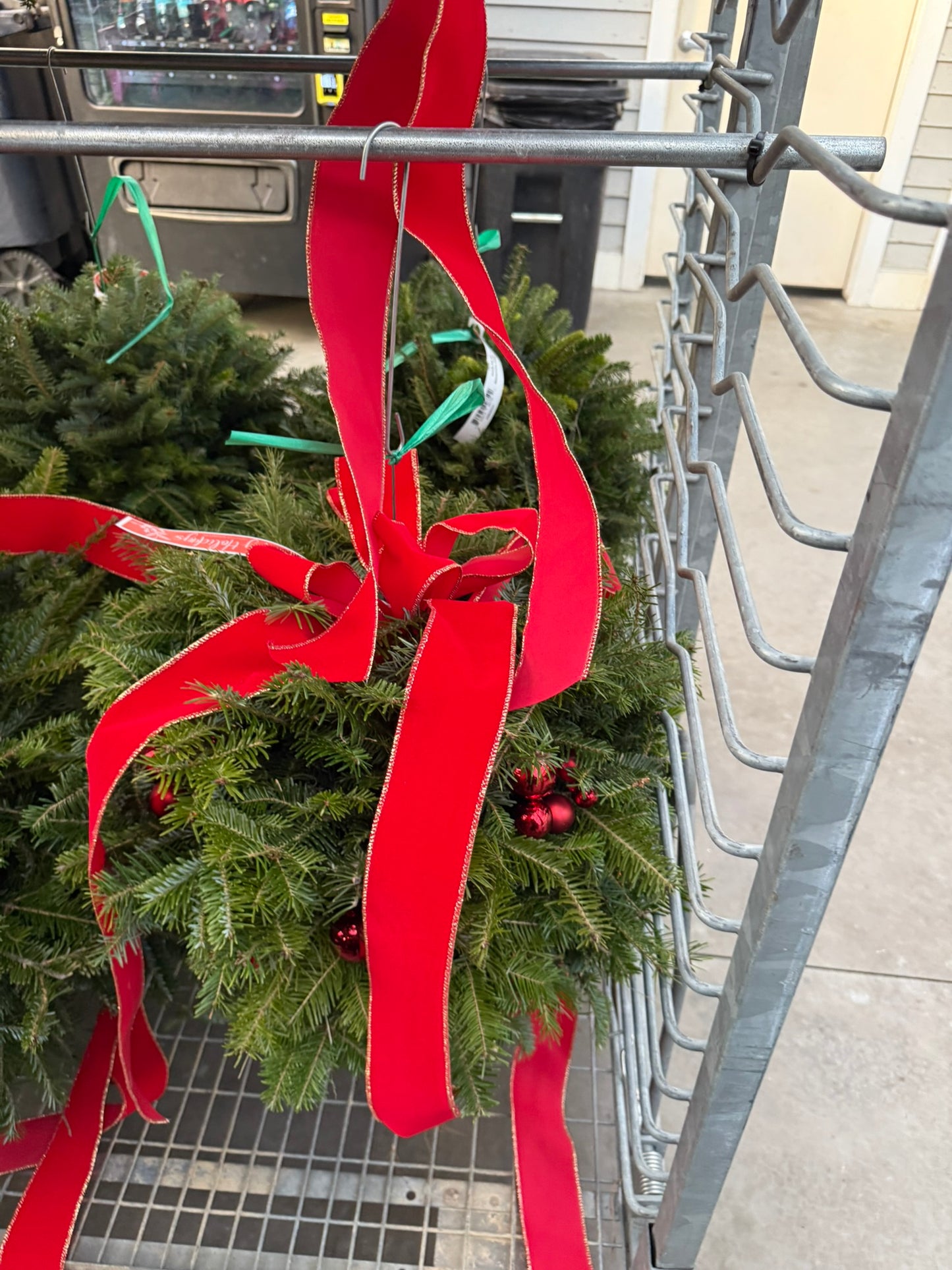 Kissing Ball, 29" Balsam/Fraser Fir, Red Pack of 1