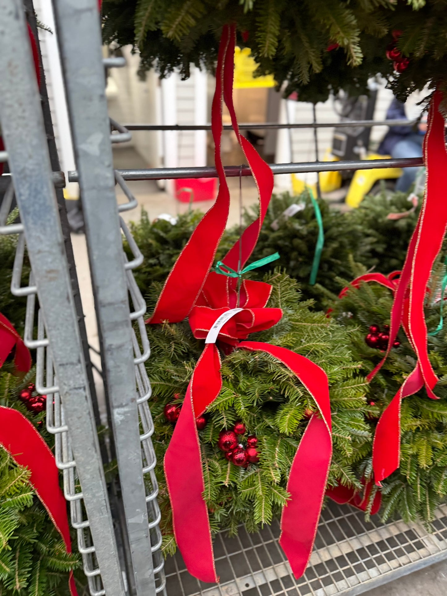 Kissing Ball, 14" Balsam/Fraser Fir, Red Each