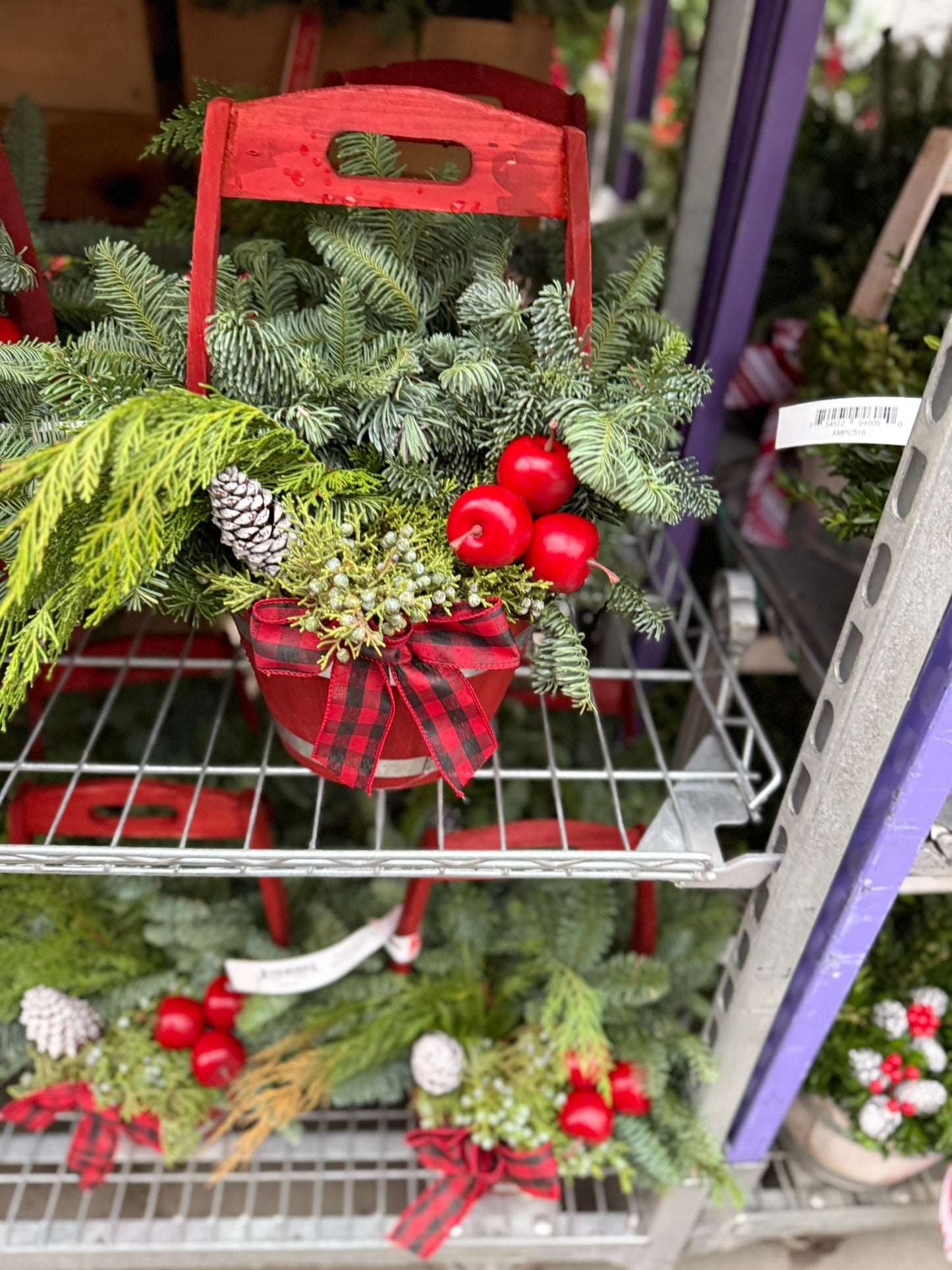 Planter, 9" Wooden Barrel with Handle, Red Planter (Each)
