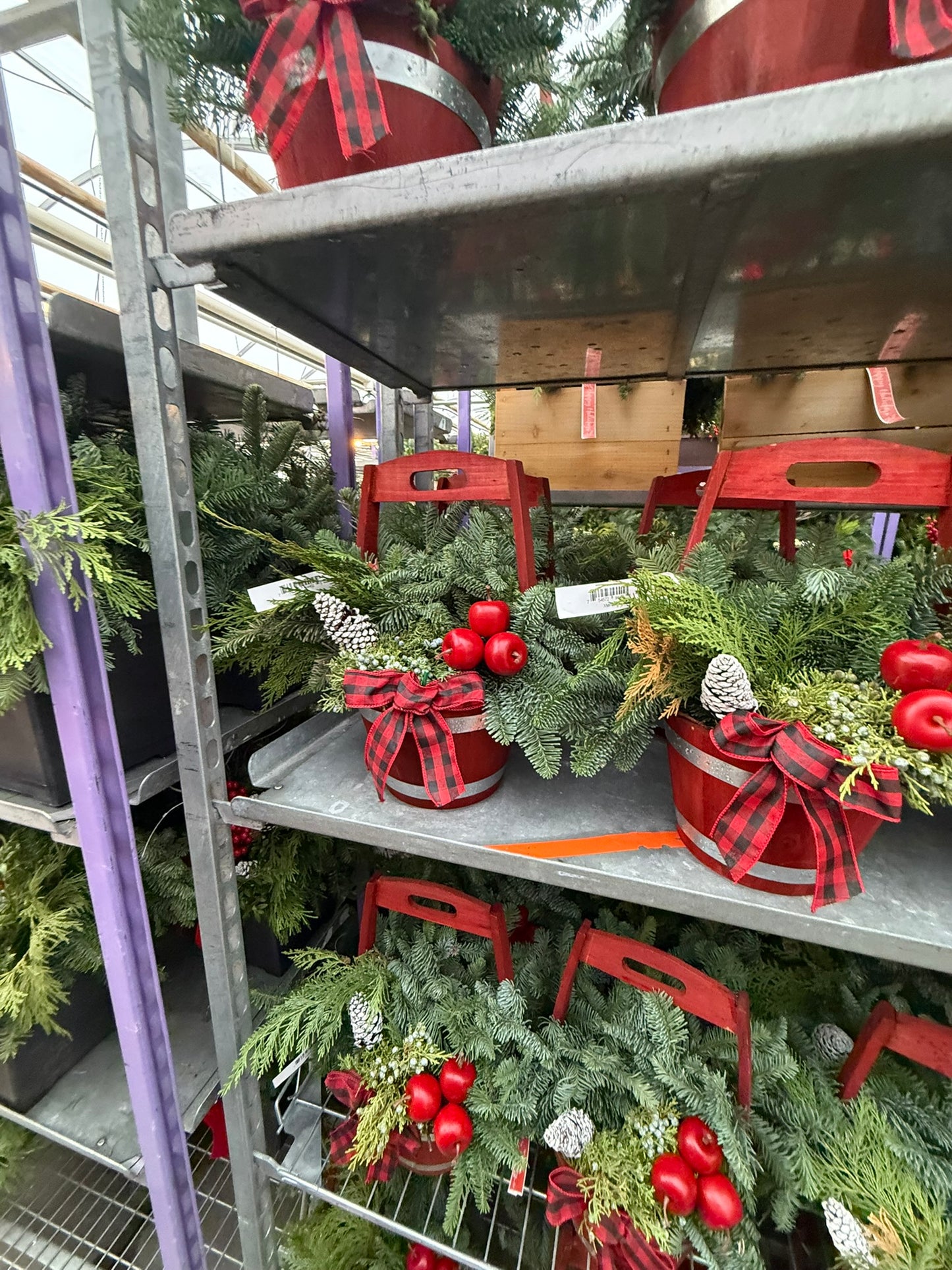 Planter, 9" Wooden Barrel with Handle, Red Planter (Each)