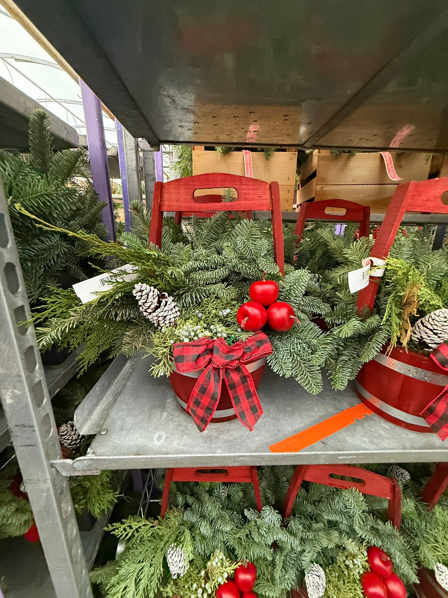 Planter, 9" Wooden Barrel with Handle, Red Planter (Each)