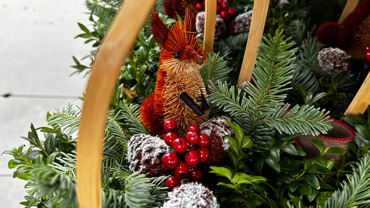 Planter, 7" Woodland Fox, Light Basket with Handle Basket (Each)